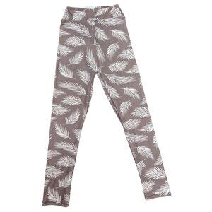 Kids Gray/White/Red Leaf Pattern Leggings XS
